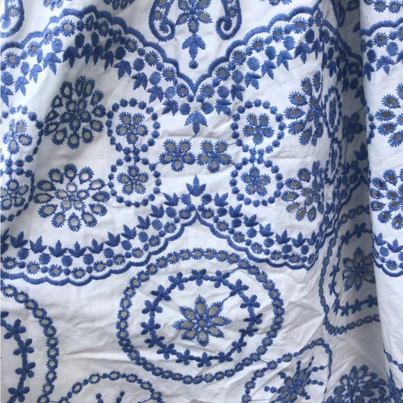 Zara Openwork embroidered floral eyelet Blue and White ruffle sleeves Maxi Dress - Picture 15 of 16